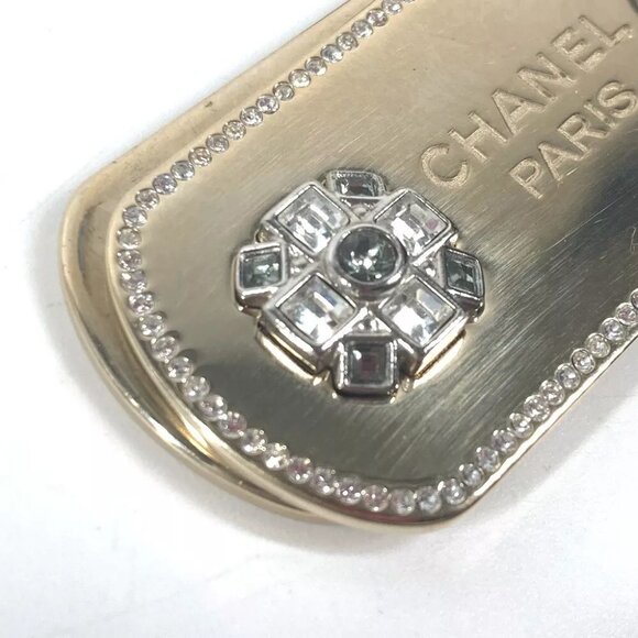 CHANEL B20P CC CC Mark Accessories Dog Tag Rhinestone Chain Long Necklace - Picture 4 of 8